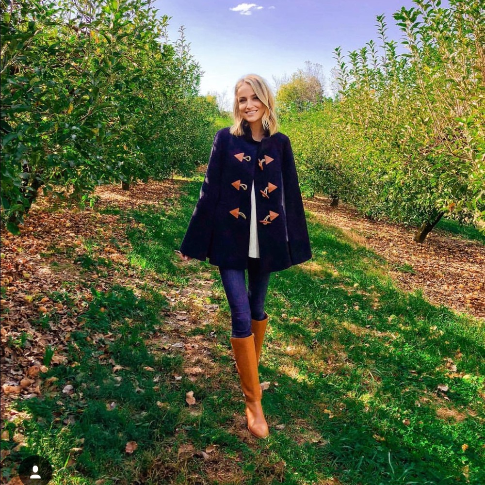 J. Crew Navy wool toggle cape coat NWT